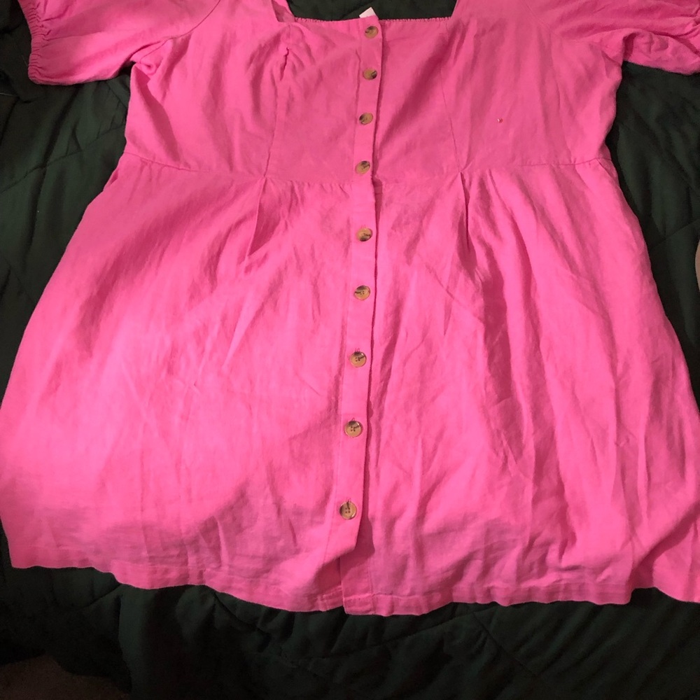 Old Navy Bright Pink Button-Front Women's Top